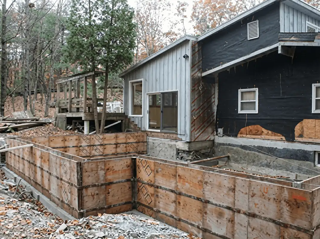 Prepared site with foundation forms for home remodeling and addition project in Louisville, KY